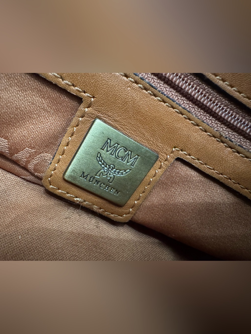 MCM Cognac Visetos Monogram dual-pocket satchel - Picture 14 of 17